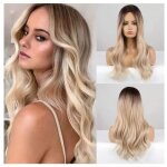 Perruques longues ondules perruques blondes perruques de cheveux synthtiques pour femmes perruques ...