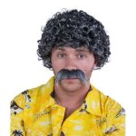 Perruque et moustache lucien - courte frise - grise pour adulte - dguisement