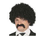 Perruque et moustache - non spcifi - noir - annes 80 - costume - mixte