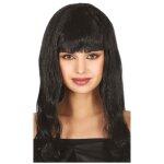 Perruque noire cheveux longs frange - fiestas guirca s. l. - accessoire - adulte