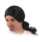 Perruque noire homme mdival - accessoire de dguisement - marque - queue de cheval - 50cm