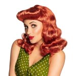 Perruque pin - up rousse femme orange cuivre mandarine