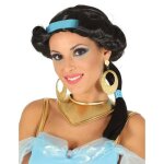 Perruque - princesse du dsert - noir - bandeau bleu turquoise - femme