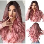 Perruque - rose - 24 pouces - ondul�e - r�sistante � la chaleur