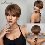 Perruque ss197 - 1 - perruques synthtiques courtes avec frange cheveux naturels lisses blonds dors ...