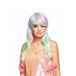Perruque longue arc - en - ciel pastel femme
