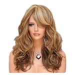 Perruque synth�tique ombre brune pour femmes cheveux naturels ondul�s r�sistants � la chaleur pour cosplay ...