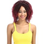 Perruque tress�e courte synth�tique rouge pour femmes - 6 pouces