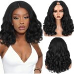 Perruque yaki boucl�e synth�tique - jozsi - 46 cm - sans colle - r�sistante � la chaleur - noire (1b) ...