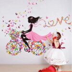 Stickers muraux - f�es - fleurs et papillon - pvc imperm�able - d�coration enfant - 90x60 cm