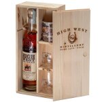 Petillant high west whiskey rendezvous rye 70 cl coffret cadeau en bois avec 2 verres