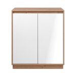 Calicosy - petit buffet 2 portes l79 cm - phoenix - ch�ne artisan / blanc brillant