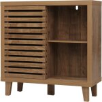 Petit buffet � grille ch�ne bois naturel mdf pb placage papier durable compact grand rangement salon ...