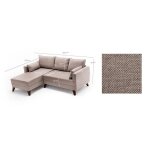 Petit canapé convertible dangle gauche avec pouf tissu beige kandy 205 cm Petit canapé convertible dangle gauche avec pouf tissu beige kandy 205 cm