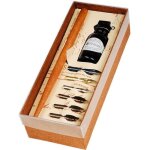 Coffret de calligraphie - herbin - petit coffret - 1 porte - plume en bois - 6 plumes - 1 flacon dencre ...