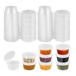 Petit gobelet plastique rutilisable - yd - 100ml - avec couvercle - tanche - idal pour sauces