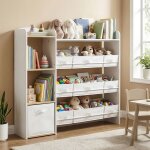 Petit meuble de rangement pour jouets enfants �tag�re montessori avec paniers et bacs chambre d?enfant ...