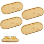 Petit plateau d�coratif - lot de 4 - ovale - bambou naturel - 175 x 9 x 1 cm