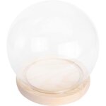 Petit rond en verre d�me avec base clair cloche globe affichage cloche jar rond terrarium 2 pi�ces