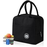 Lunch box isotherme impermable  leau - funmoon - petit sac repas doublement epaissi - noir