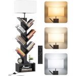 Petite biblioth�que arbre en bois sur pied - �tag�re 6 niveaux meuble dangle avec �clairage - noir