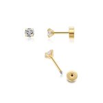 Petites boucles doreilles � vis plates plaqu�es or serties de zirconiums cubiques pour piercing h�lix ...