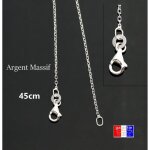 Petite chaine en argent massif rhodi� pour pendentif 45cm pour femme
