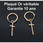 Petites cr�oles plaqu� or boucles doreilles anneaux avec croix pendante 1cm 12mm