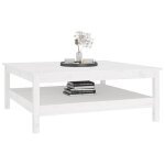 Petite table basse - nanas - anti lhumidit� - table � revues - blanche 100x100x40cm - bois de pin massif ...