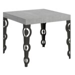 Petite table carrée 90x90 cm extensible 10 personnes 90 à 246 cm gris béton et pieds métal anthracite ... Petite table carrée 90x90 cm extensible 10 personnes 90 à 246 cm gris béton et pieds métal anthracite ...