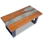 Petite table centrale de salon multicolore - lemon� table basse teck r�sine 100x50cm 538 - soldes