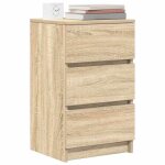 Petite table dappoint brun - lemon� tables de chevet avec 3 tiroirs 2 pcs - pour chambre - ch�ne sonoma ...