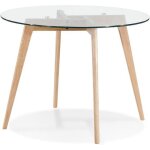 Table � diner design - alterego - angela - transparent - bois verre - 100x100x75 cm