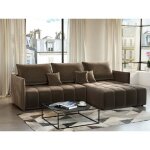 Petra - canap dangle rversible - convertible avec coffre - 4 places - en velours - taupe