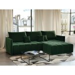 Petra - canap dangle rversible - convertible avec coffre - 4 places - en velours - vert