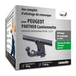 Peugeot partner camionnette attelage auto - hak amovible + faisceau 7 broches - date de fabrication 05. ...