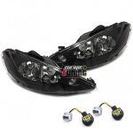 Phares avants feux fonds noirs ligne sport peugeot 206 1998 - 2008 (14513)