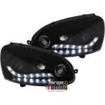 Phares feux avants devil eyes led noirs avec lentilles volkswagen vw golf 5 (13508)