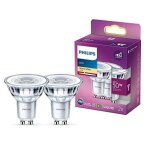 Ampoule led spot gu10 - philips - 50w - blanc chaud - lot de 2 - classe a + Ampoule led spot gu10 - philips - 50w - blanc chaud - lot de 2 - classe a +
