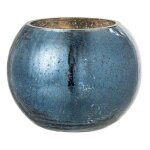 Photophore boule en verre nacr 20cm bleu