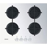 Piano de cuisson  gaz - indesit - ing 61t / wh - 4 brleurs - grille fonte noire - commandes  lavant ...