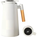 Pichet isotherme 1l carafe � caf� thermique thermos sous vide isol� manche en bois pour le caf� au th� ...