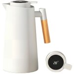 Pichet isotherme 1l carafe � caf� thermique thermos sous vide isol� manche en bois pour le caf� au th� ...