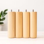 Pieds bois 25 cm naturel - 4 pieds pour sommier non m�talique � visser ? compatibles sommier tapissier ...