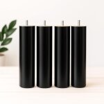 Pieds bois 25 cm noir - 4 pieds pour sommier non m�talique � visser ? compatibles sommier tapissier robustes ...