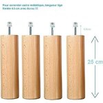 Pieds bois 25 cm grandes tiges pour cadre lattes naturel