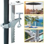 Pied de parasol de balcon 0 - 20 cm en acier galvanis� avec clip extensible plusieurs m�thodes de fixation ...