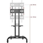 Pied  roulettes tv - ergosolid - ava - 1500 - 60 - noir - charge max 45 kg - cran jusqu 152 cm