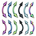 Piercing arcade titane anodisé avec pointes (1. 2 mm - 10 mm - multicolore) Piercing arcade titane anodisé avec pointes (1. 2 mm - 10 mm - multicolore)