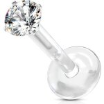 Piercing labret bioflex tflon strass rond ( 6 mm - 2 mm)